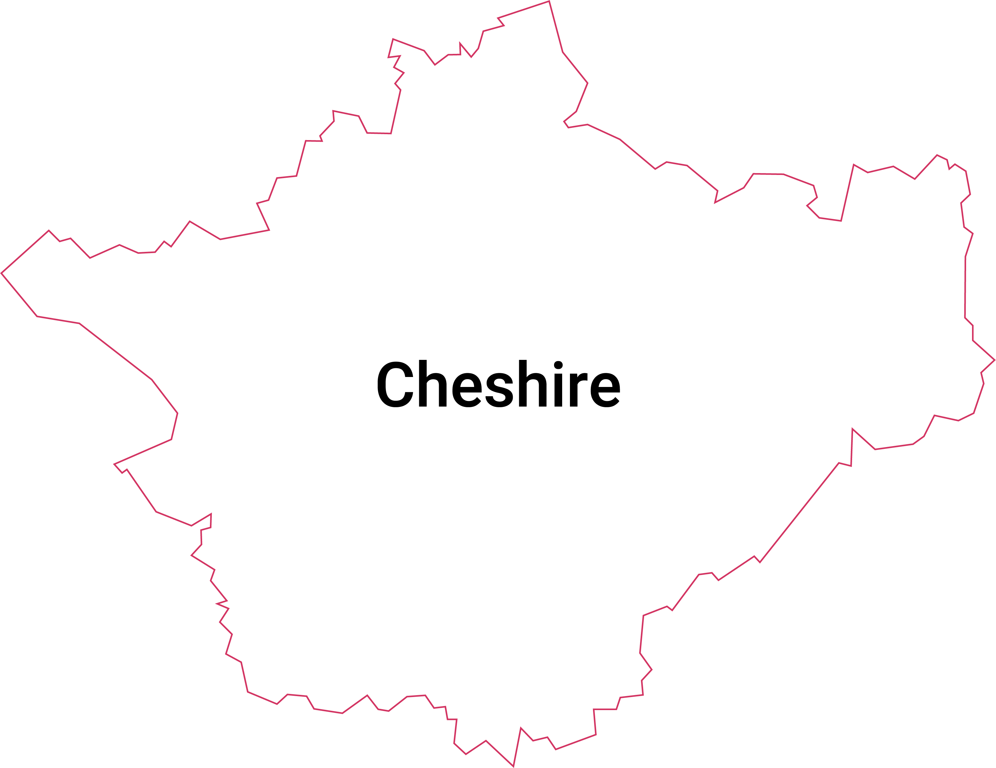 A map of the areas that Axon's IT support covers across Cheshire